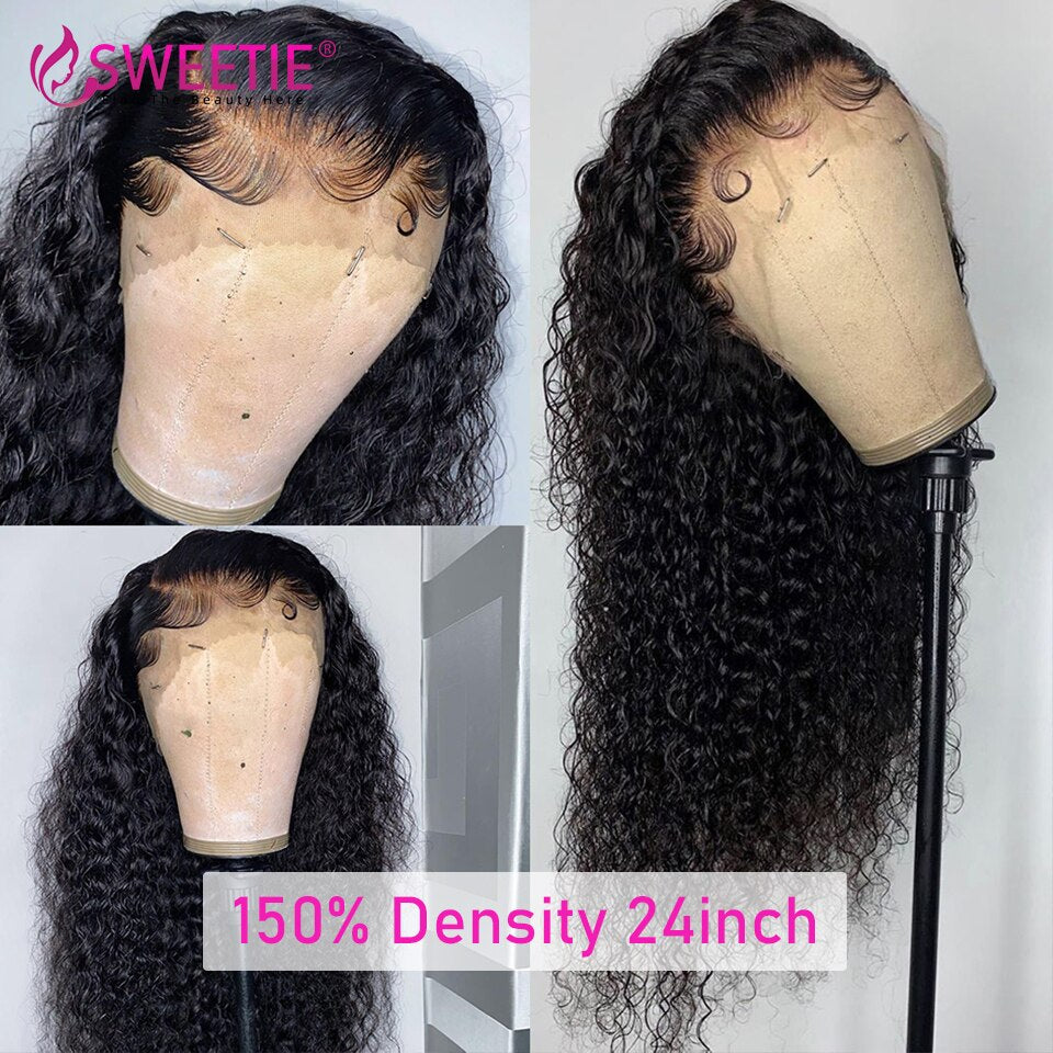 Water Wave Lace Front Wig 13x4 Transparent Lace Front Human Hair Wigs For Black Women Deep Curly Brazilian Remy Hair Wig