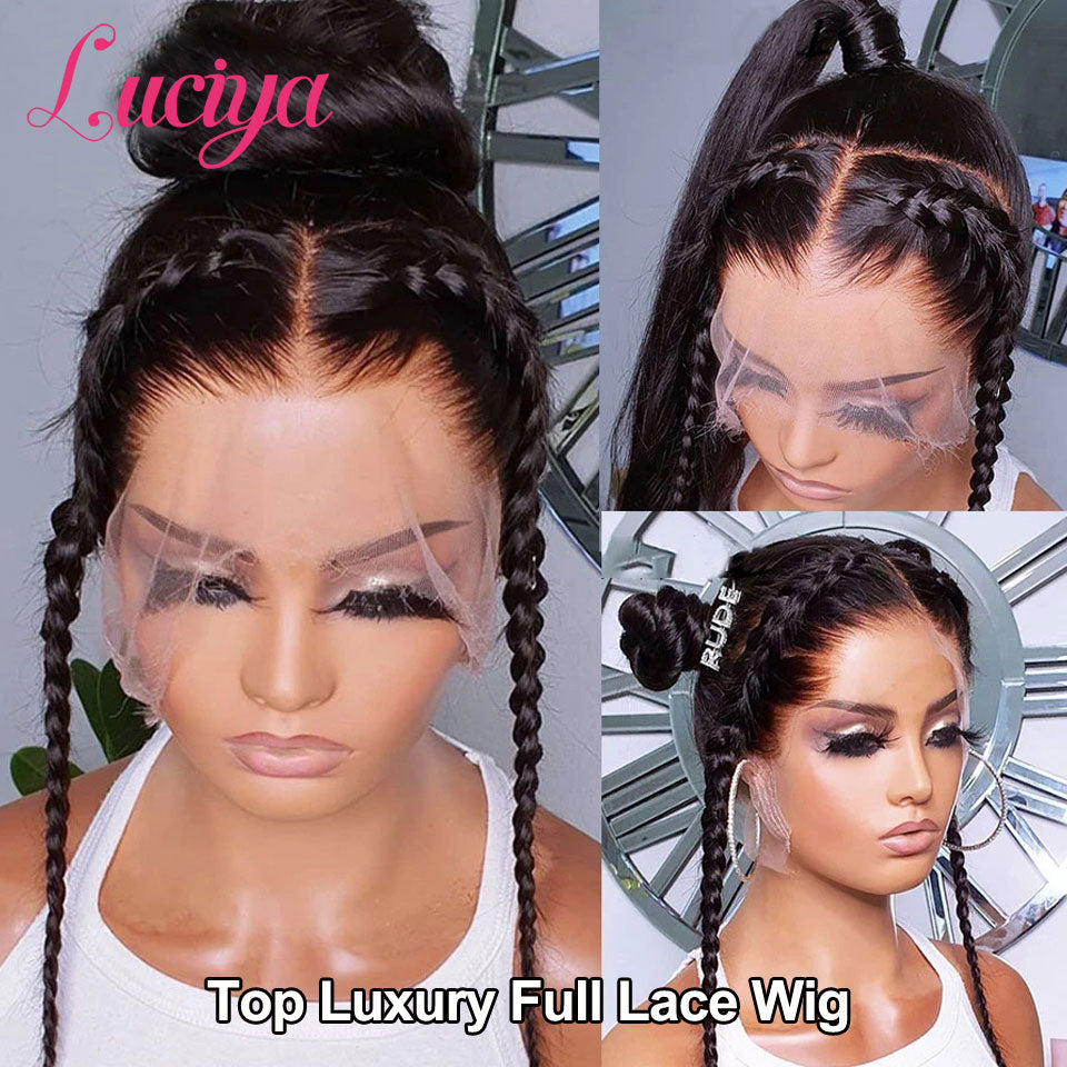 Luciya 360 Full Lace Frontal Wig Straight Brazilian Glueless HD Transparent Lace Around Human Hair Wigs For Women Pre Plucked