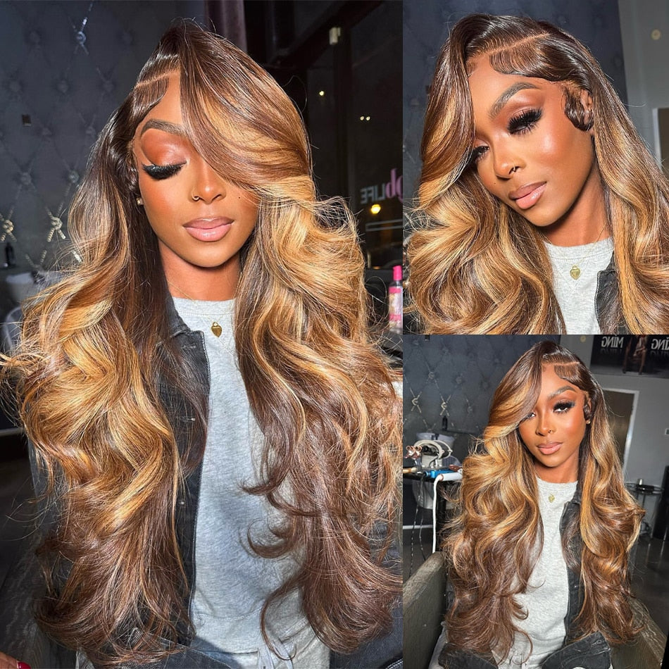 Highlight Wig Human Hair 13x4 Lace Frontal Wig Colored Human Hair Wigs For Women 30 Inch Honey Blonde Body Wave Lace Front Wig