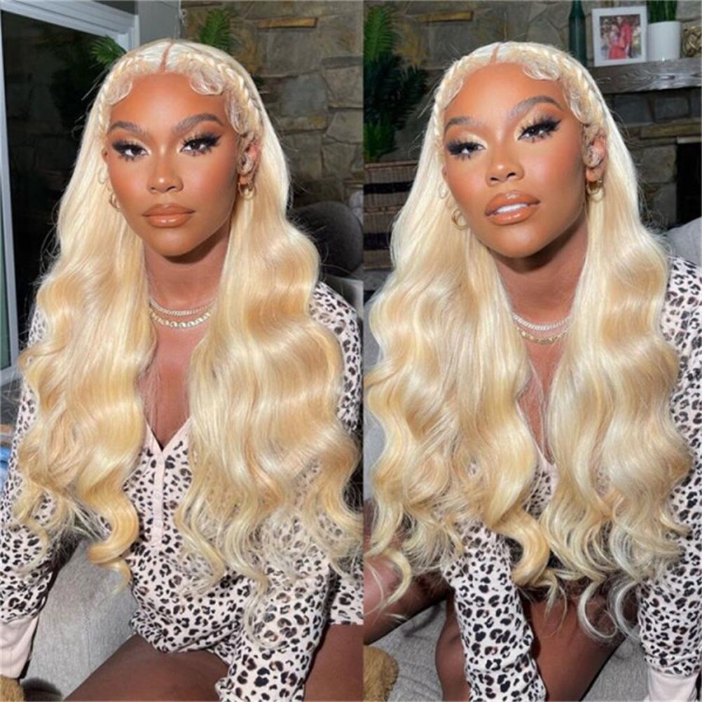 13x4 Body Wave 613 Lace Frontal Wig Honey Blonde Colored Brazilian Remy Hair Lace Part Human Hair Wigs Pre Plucked For Women