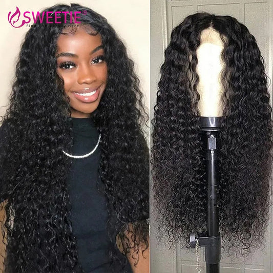 Water Wave Lace Front Wig 13x4 Transparent Lace Front Human Hair Wigs For Black Women Deep Curly Brazilian Remy Hair Wig