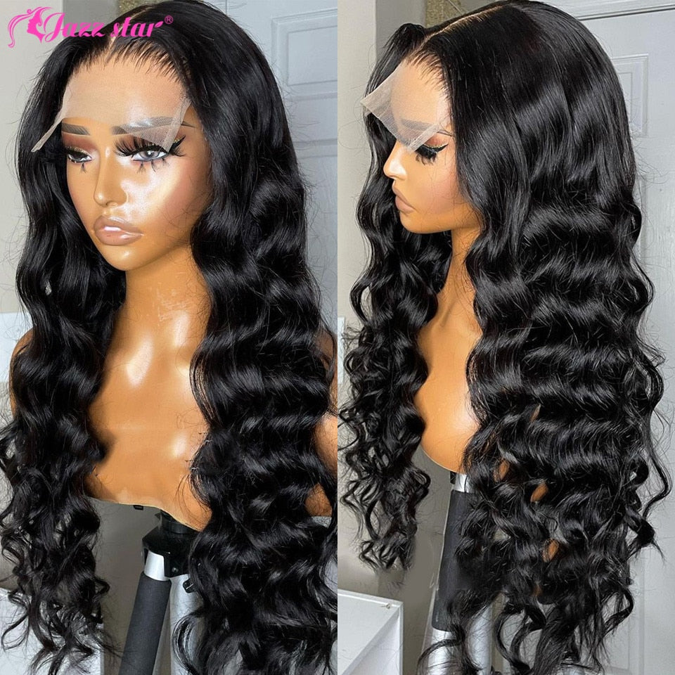 13x4 HD Transparent Lace Front Human Hair Wigs Loose Deep Wave Lace Frontal Wig For Women Human Hair Brazilian Jazz Star Hair