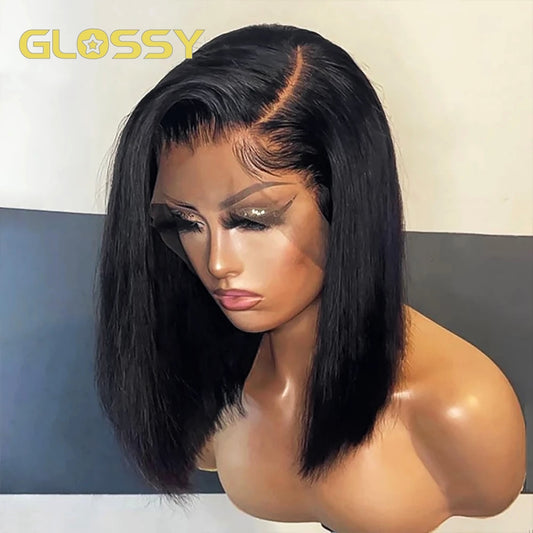 Short Bob Wig Straight Lace Front Human Hair Wigs for Black Women Pre Plucked Transparent 13x4 Frontal Wig Brazilian Lace Wigs