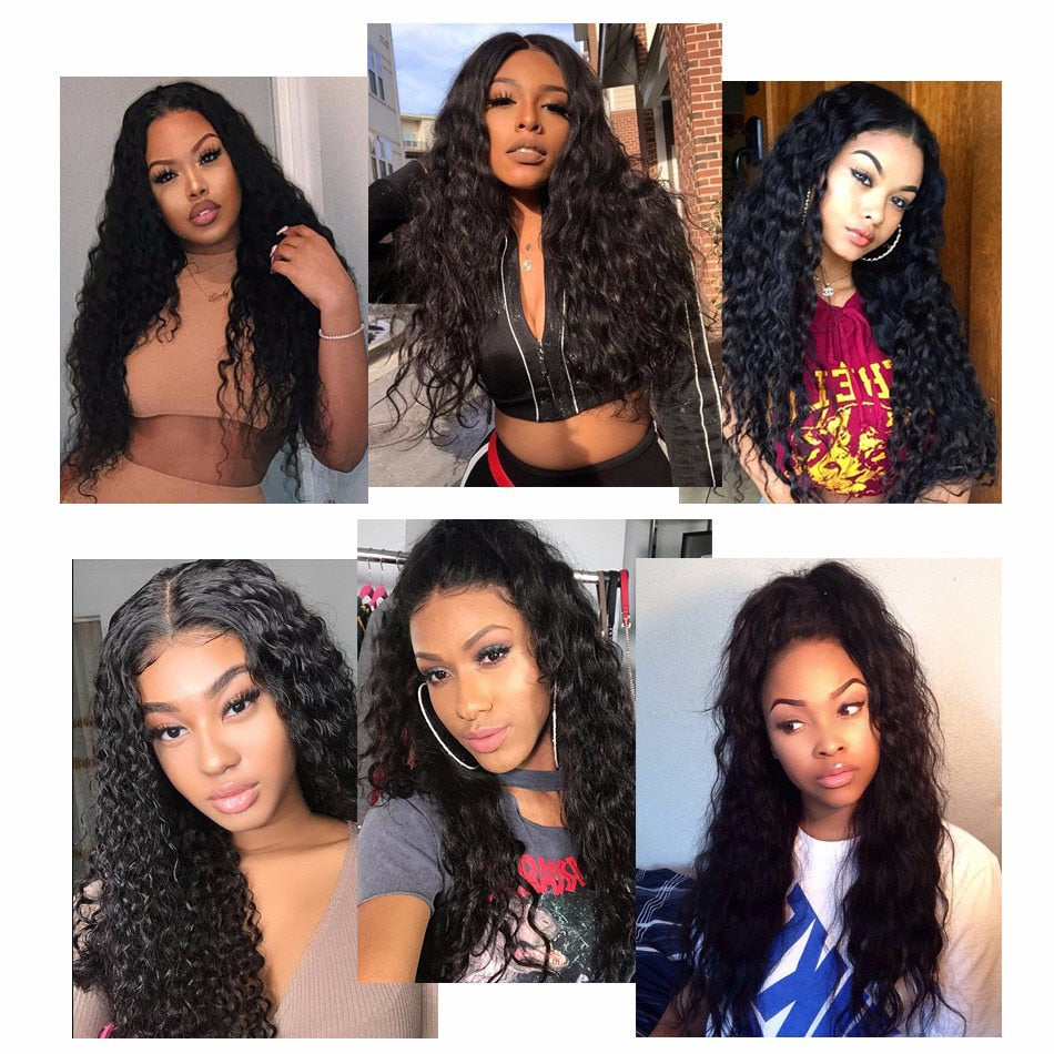 12A Water Wave Bundles With Frontal Wet and Wavy Virgin Curly Loose Deep 100% Human Hair Bundles With Closure Peruvian Hair